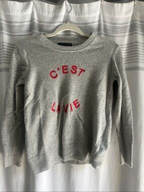 Banana Republic Grey Sweater with Red Lettering